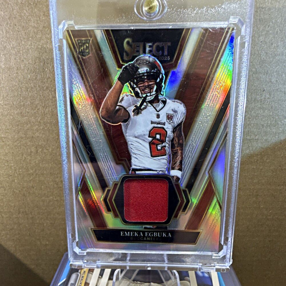 2025 Panini Select Emeka Egbuka Rookie Swatches Blue Prizm #RSW-EEA 123/125